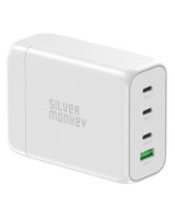  Silver Monkey Silver Monkey SMA152 130W GaN charger 3xUSB-C PD USB-A QC 3.0 with detachable power cable - white 