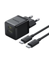  Baseus Sienas atrais ladetajs Palm 30 W USB + USB-C QC3.0 PD3.0 ar USB-C kabeli 1 m melns P1011160A113-01 (6932172677343) 