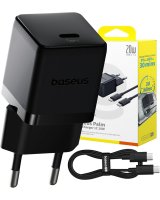  Baseus Baseus Palm 1C 20W Wall Charger (with Baseus Mini White USB-C 60W (20V/3A) 1m Cable) - Black (6932172677411) 