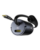  Baseus Auto mini ladetajs Tiny Star 30W 12-24V USB-C PD3.0 ar iebuvetu USB-C atsperu kabeli 30W 1 4 m melns (6932172677213) 