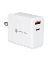  Forcell FORCELL F-ENERGY TFK-TC-45WPDAC travel charger 3in1 Type C + USB A PD QC4.0 3A 45W with replaceable plugs (EU / UK / US) white 