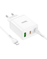  Hoco Phone charger Hoco 2 x USB C + USB A QC3.0 PD 3A 35W + cable USB C to Lightning N33 white 