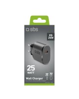  SBS SBS TETR1CPD25 25W USB-C Wall Charger with Power Delivery - Black 