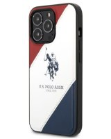  U.S Polo Apple iPhone 14 Pro Leather Double Horse Case White Blue 