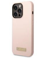  Guess Apple iPhone 14 Pro Silicone Metal Logo MagSafe Compatible Case Pink 