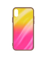  Evelatus Samsung Galaxy A50 Water Ripple Full Color Electroplating Tempered Glass Gradient Yellow-Pink 
