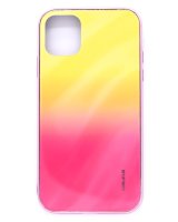  Evelatus Apple iPhone 11 Water Ripple Full Color Electroplating Tempered Glass Gradient Yellow-Pink 