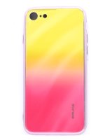  Evelatus - iPhone 7/8/SE2020/SE2022 Water Ripple Full Color Electroplating Tempered Glass Gradient Yellow-Pink 