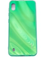  Evelatus Samsung Galaxy A10 Water Ripple Full Color Electroplating Tempered Glass Case Green 