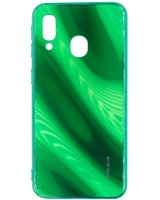  Evelatus Samsung Galaxy A40 Water Ripple Full Color Electroplating Tempered Glass Case Green 