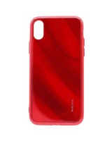  Evelatus Apple iPhone X/XS Water Ripple Full Color Electroplating Tempered Glass Case Red 