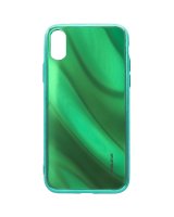  Evelatus Apple iPhone X/XS Water Ripple Full Color Electroplating Tempered Glass Case Green 