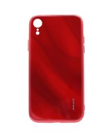  Evelatus Apple iPhone XR Water Ripple Full Color Electroplating Tempered Glass Case Red 