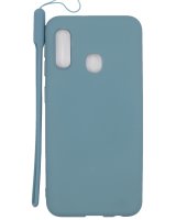  Evelatus Samsung A20e Soft Touch Silicone Case with Strap Blue 