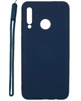 Evelatus Huawei P30 Lite Soft Touch Silicone Case with Strap Dark Blue 