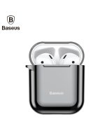  Baseus Metallic Shining Ultra-thin Silicone Protector Case with Hook for Airpods 1 / 2 Black 