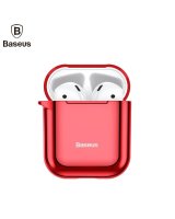  Baseus Metallic Shining Ultra-thin Silicone Protector Case with Hook for Airpods 1 / 2 Red 
