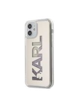 Karl Lagerfeld iPhone 12 mini 5.4'' Liquid Glitter Multi Mirror Cover Silver 
