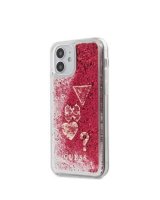  Guess iPhone 12 mini 5.4'' Liquid Glitter Charms Cover Rapsberry 