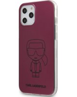  Karl Lagerfeld Apple iPhone 12/12 Pro 6.1'' PC/TPU Metallic Iconic Outline Cover Dark Pink 