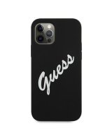  Guess iPhone 12 / 12 Pro Silicone Vintage Script Cover Black 