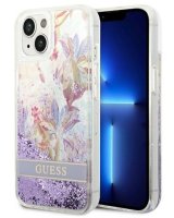  Guess Apple iPhone 14 6,1 hardcase Flower Liquid Glitter Purple 