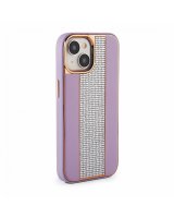  iLike Apple iPhone 15 Diamonds and Leather Case Pink Sand 