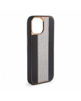  iLike Apple iPhone 15 Pro Diamonds and Leather Case Black 
