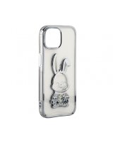  iLike Apple iPhone 15 Silicone Case Print Desire Rabbit Silver 