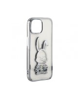  iLike Apple iPhone 15 Pro Silicone Case Print Desire Rabbit Silver 