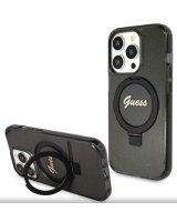  Guess Apple iPhone 15 Pro IML Ring Stand Glitter MagSafe Case Black 