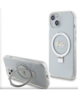  Guess Apple iPhone 15 IML Ring Stand Glitter MagSafe Case Transparent 