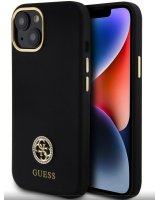 Guess Apple iPhone 15 Liquid Silicone 4G Strass Metal Logo Case Black 