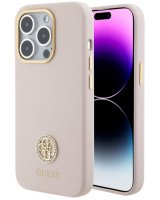  Guess Apple iPhone 15 Pro Liquid Silicone 4G Strass Metal Logo Case 