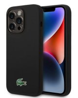  Lacoste Apple iPhone 15 Pro Liquid Silicone Microfiber Croc Logo Magsafe Back Cover Black 
