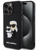  Karl Lagerfeld Apple iPhone 15 Pro Max Rubber Karl and Choupette Case Black 