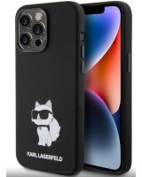  Karl Lagerfeld Apple iPhone 15 Pro Max Liquid Silicone Choupette NFT Case Black 