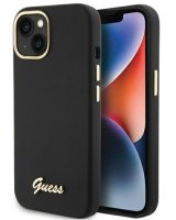  Guess Apple iPhone 15 / 14 / 13 6.1 hardcase Silicone Script Metal Logo Black 