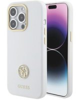  Guess Apple iPhone 15 Pro Max 6.7 hardcase Silicone Logo Strass White 
