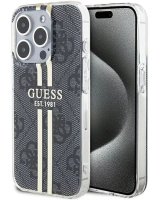  Guess Apple iPhone 15 Pro Max hardcase IML 4G Gold Stripe Black 
