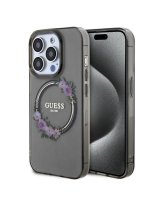  Guess Apple iPhone 15 Pro PC TPU Flowers Ring Glossy Logo MagSafe Transparent Black 