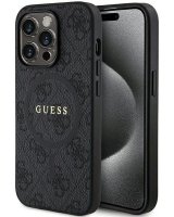  Guess Apple iPhone 15 Pro 4G Collection Leather Metal Logo MagSafe Black 