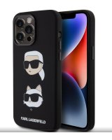  Karl Lagerfeld Apple Liquid Silicone Karl and Choupette Heads Case for iPhone 15 Pro Max Black 