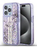  Guess Apple iPhone 15 Pro PC/TPU Liquid Glitter Gold Stripe Case 
