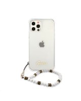  Guess Apple iPhone 12/12 Pro PC Script and White Pearls Case Transparent 