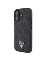 Guess Apple iPhone 16 PU 4G Strass Triangle Metal Logo Case Black 