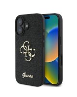  Guess Apple iPhone 16 Plus PU Fixed Glitter 4G Metal Logo Case Black 