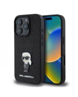  Karl Lagerfeld - iPhone 16 Pro Fixed Glitter Metal Ikonik Case Black 