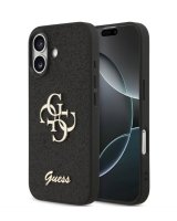  Guess Apple iPhone 17 PU Fixed Glitter 4G Metal Logo Case Black 
