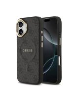  Guess Apple iPhone 17 PU Leather 4G Gold Frame MagSafe Case Black 